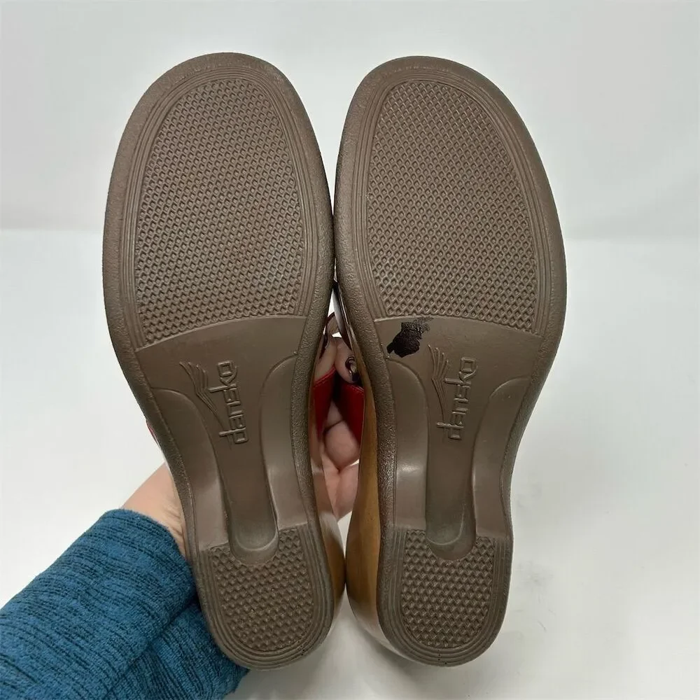 Dansko Red Strappy Leather Wedge Sandals Size 40 (US 9.5-10) Open Toe Casual - Picture 9 of 11